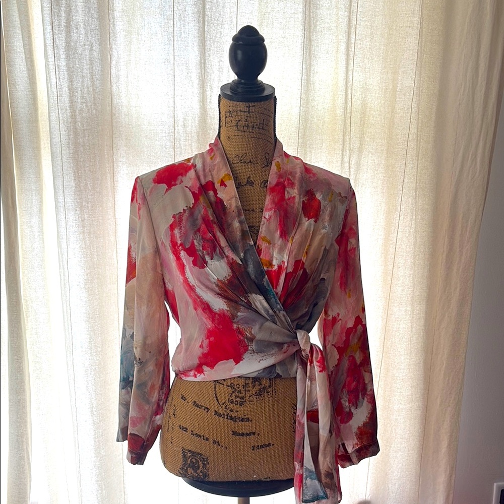 WRAY silk wrap blouse sz S
